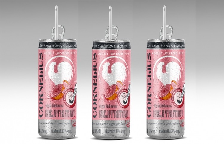 The integrated straw was launched with Cornelius Grapefruit flavored beer