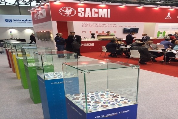 Caps produced using SACMI's ColoraCAP digital printing technology at Interpack 2014