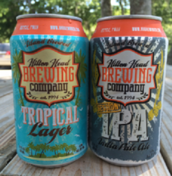 Hilton Head Brewing Co. flagship brews, Tropical Lager and Session IPA, in Novelis evercan.