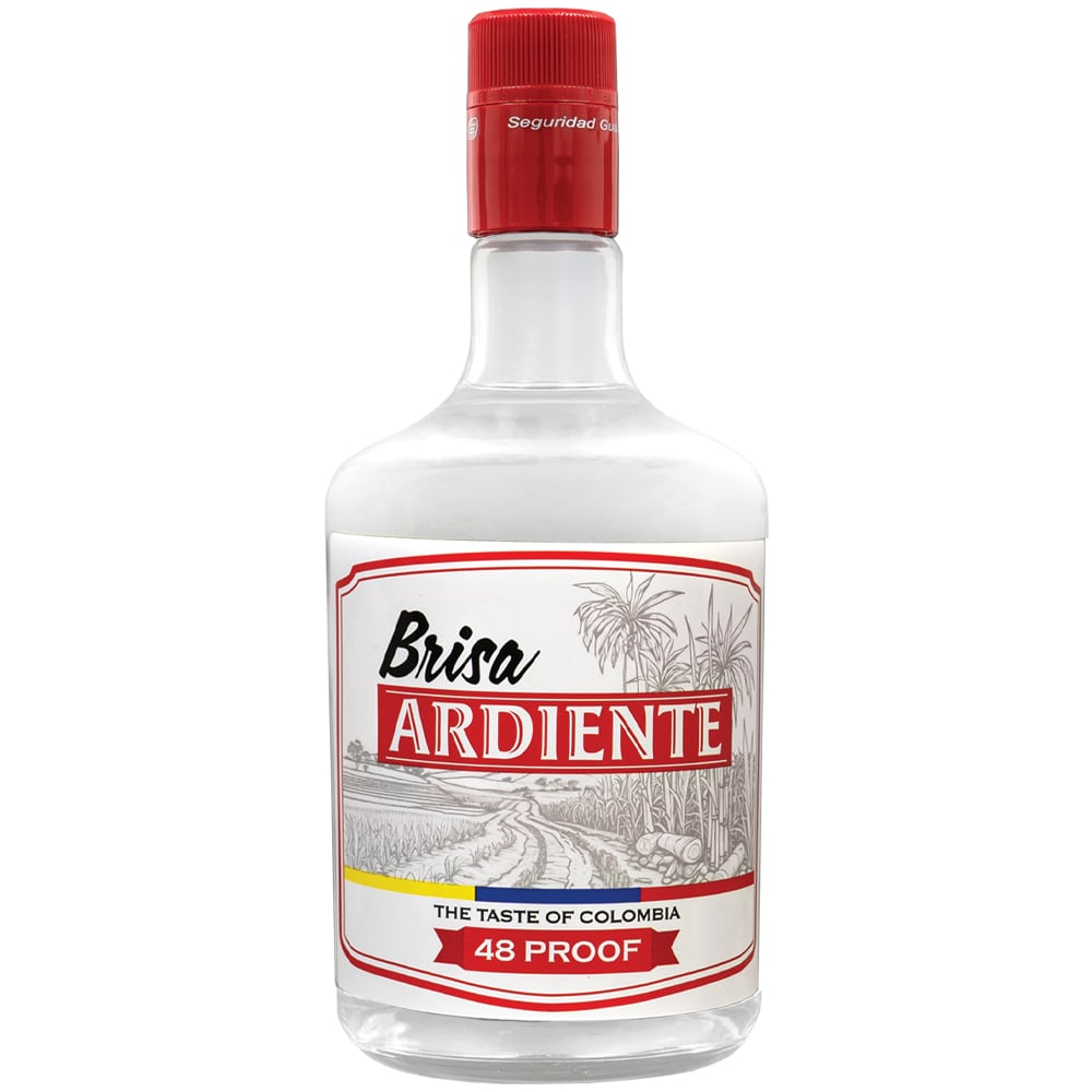 Bottle of Brisa Ardiente wine-based aguardiente-style beverage.