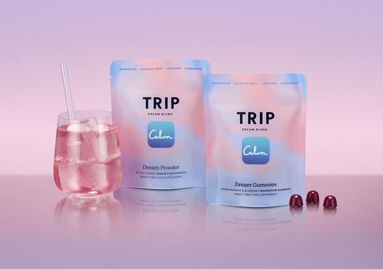 TRIP Dream Blend sleep supplements powder and gummies.