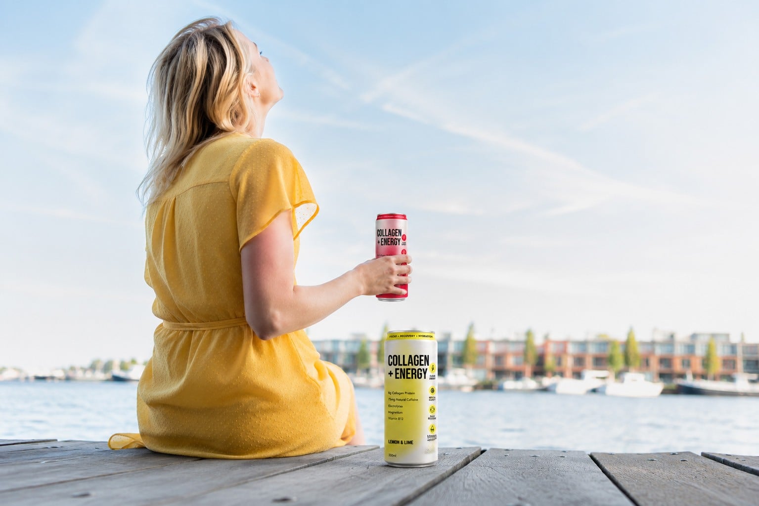 Vybey Collagen + Energy functional soft drink cans.