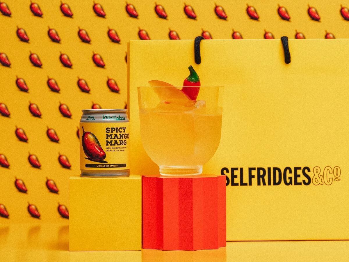 Whitebox Cocktails Spicy Mango Margarita can in Selfridges-exclusive design.