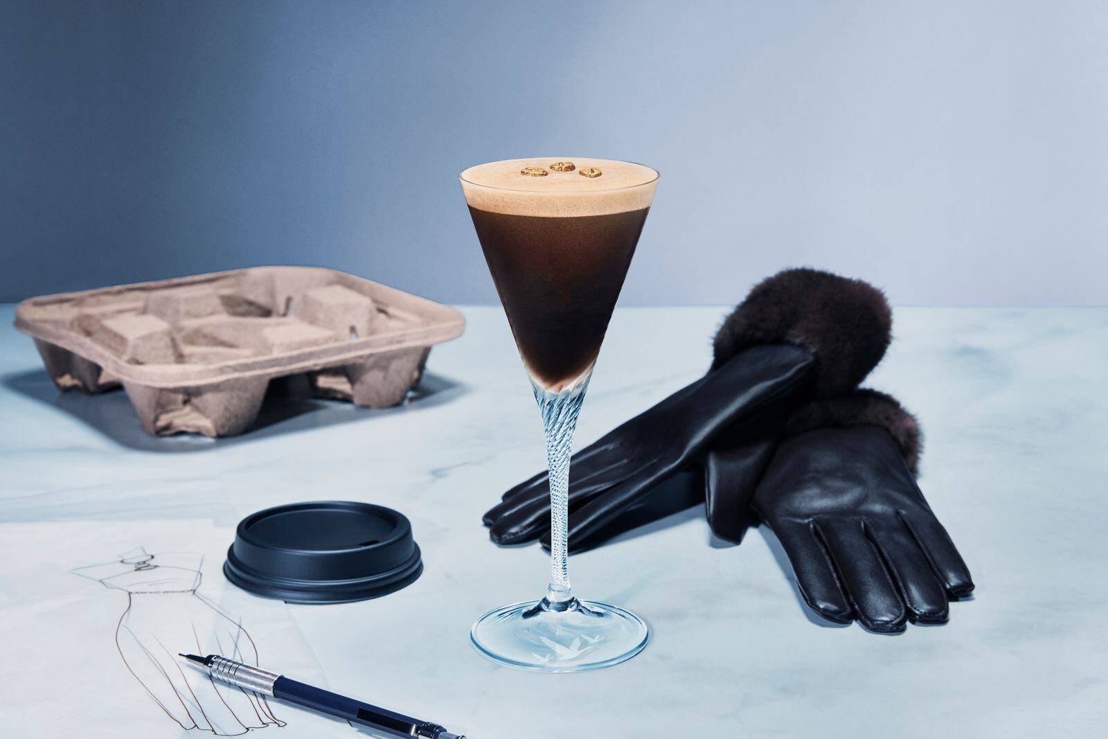 Grey Goose bottle alongside The Devil’s Roast espresso martini cocktail.