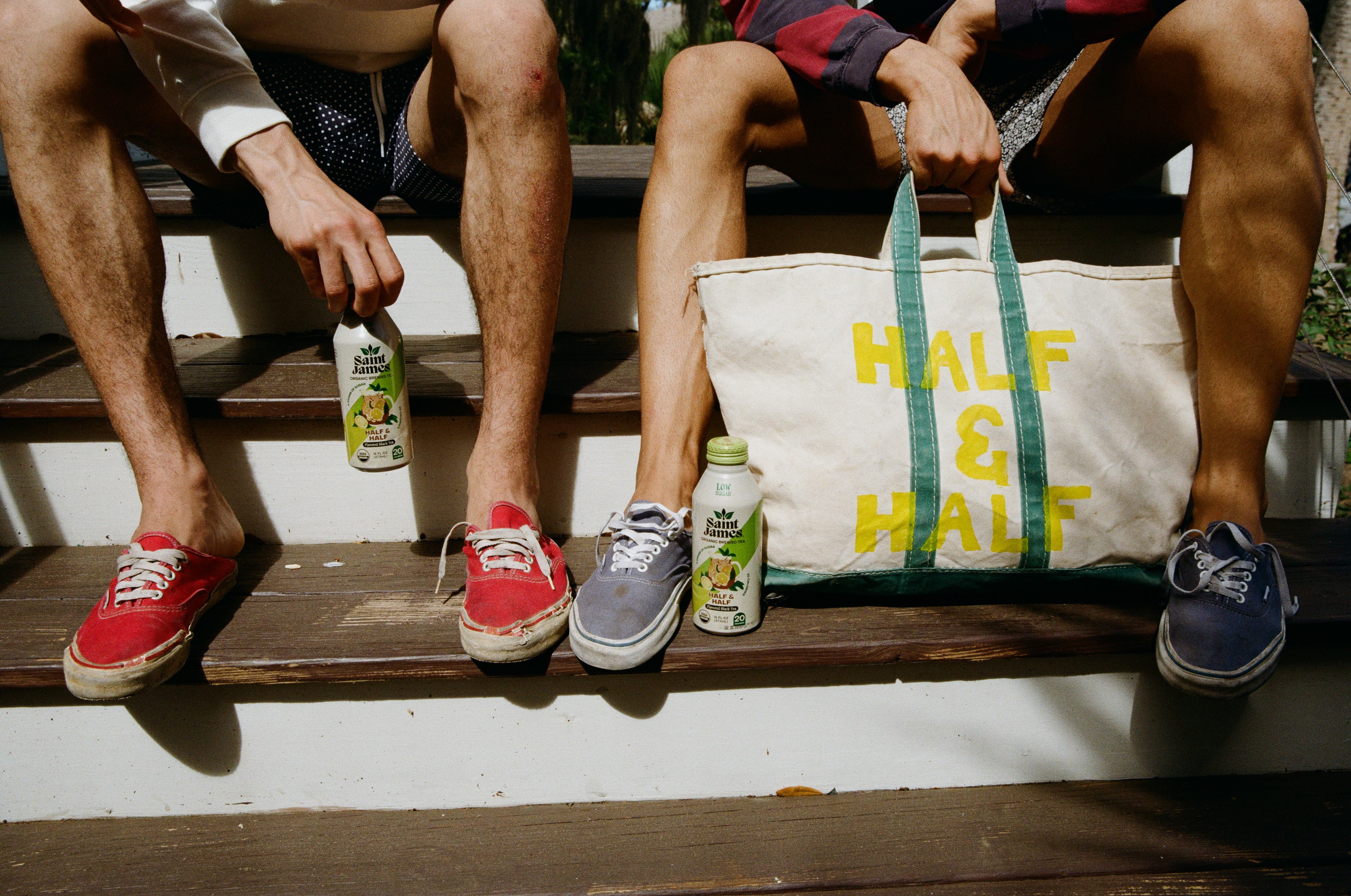 Saint James Half & Half iced tea and lemonade blend in aluminium bottle.