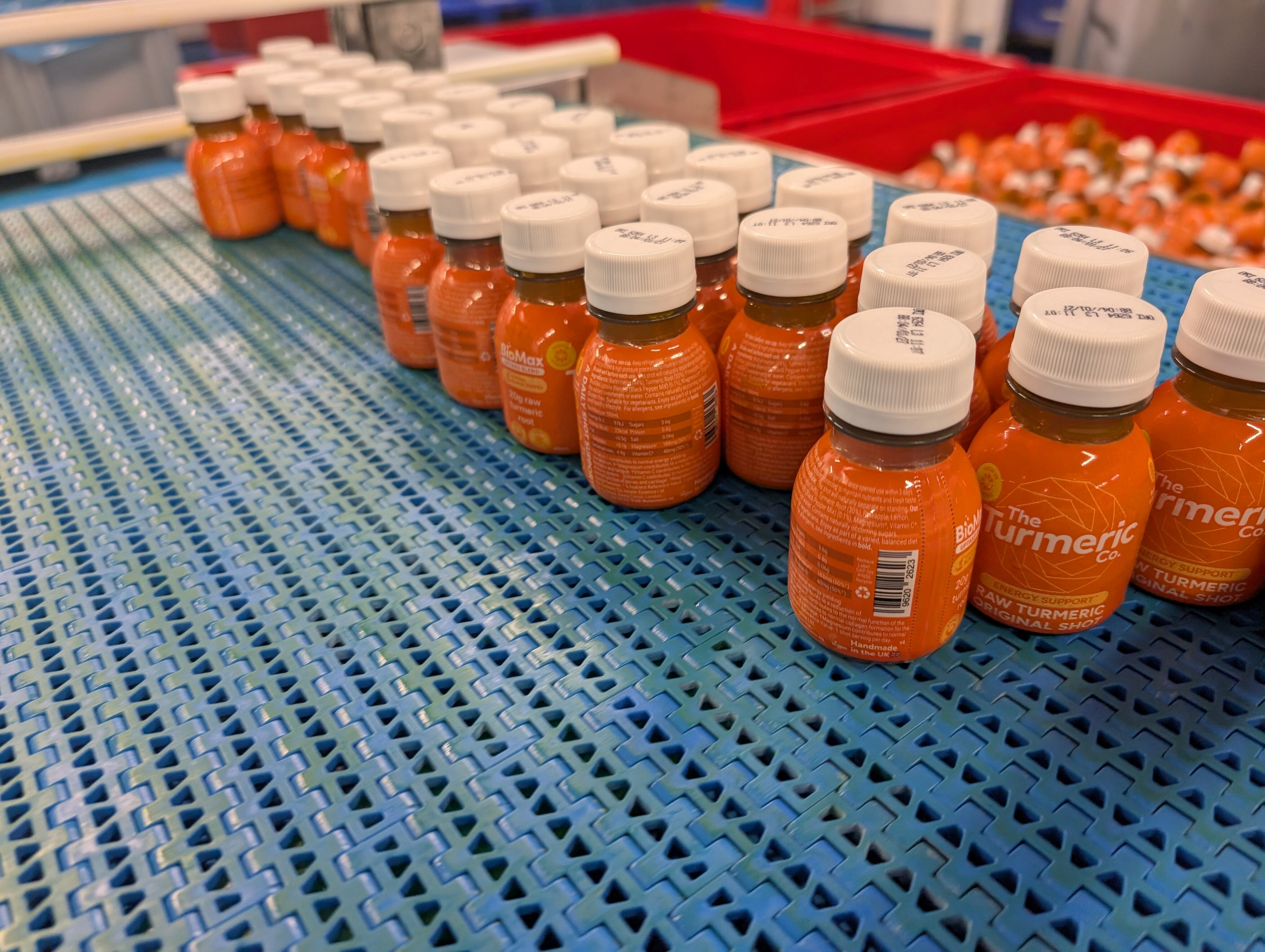 Bottles of turmeric shots.