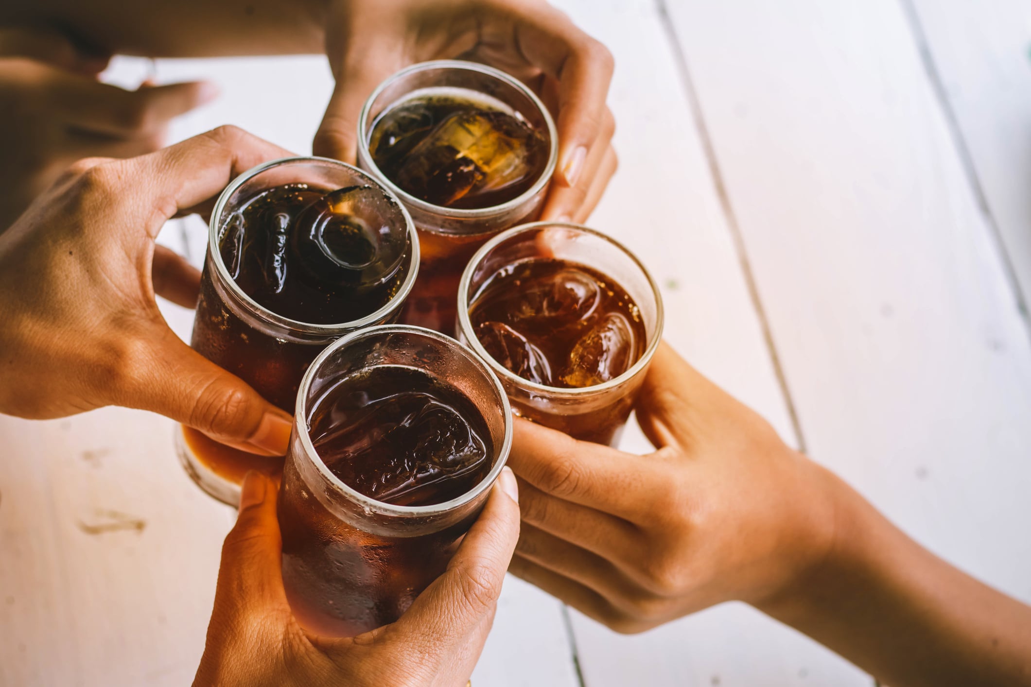 Soft drinks in glasses