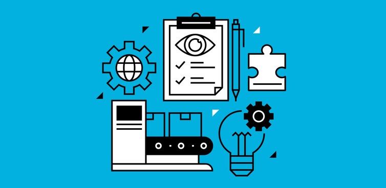 Product Management Related Line Banner Design. Development, Strategy, Agile, Innovation, Automation.