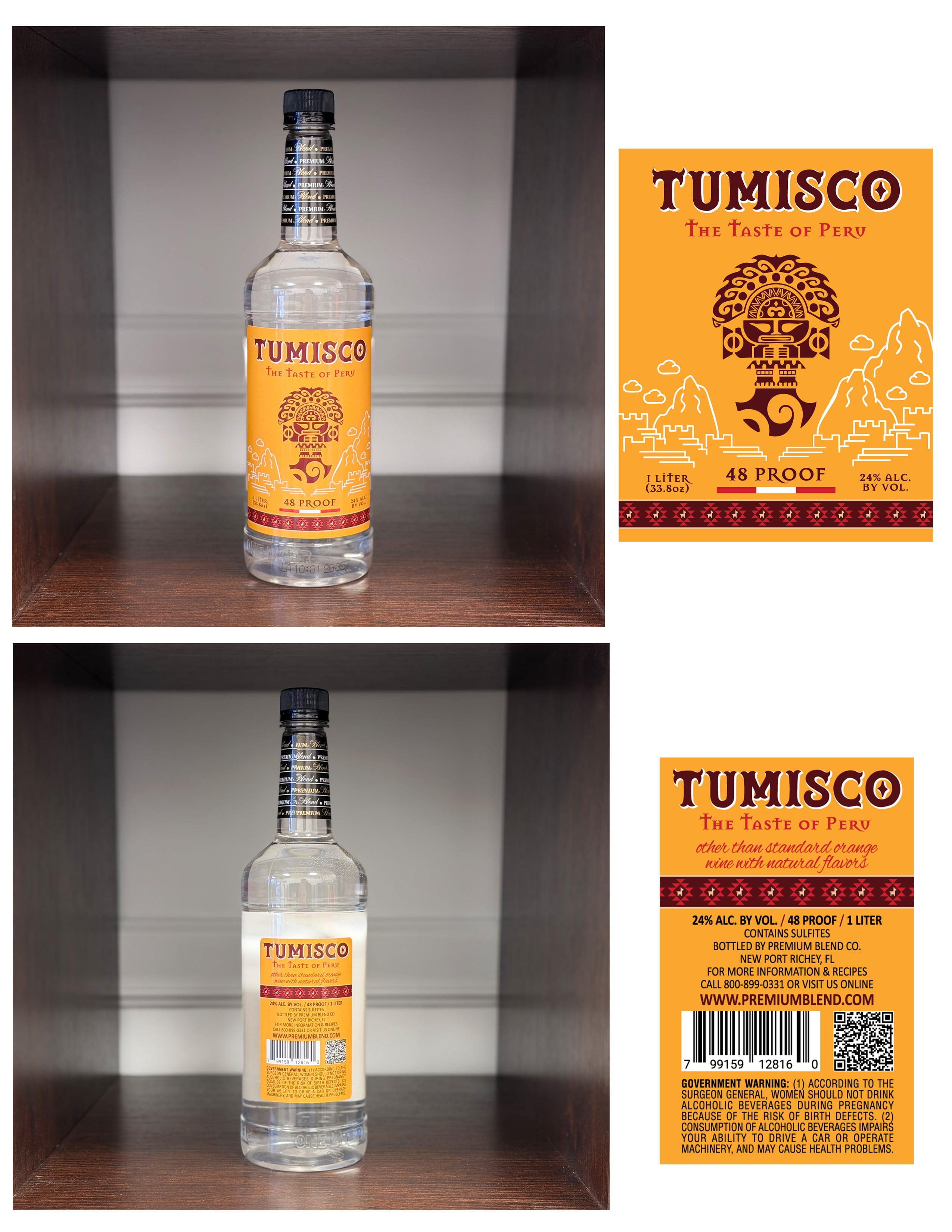 Bottle of Tumisco wine‑based pisco alternative from Premium Blend.