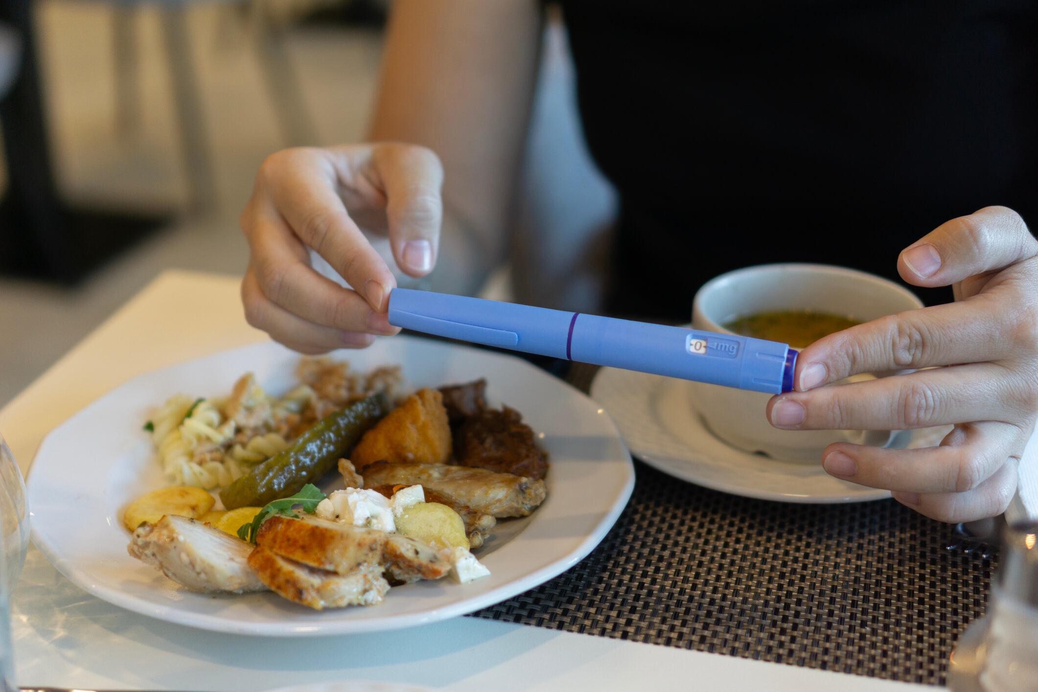 Ozempic injection pen with food
