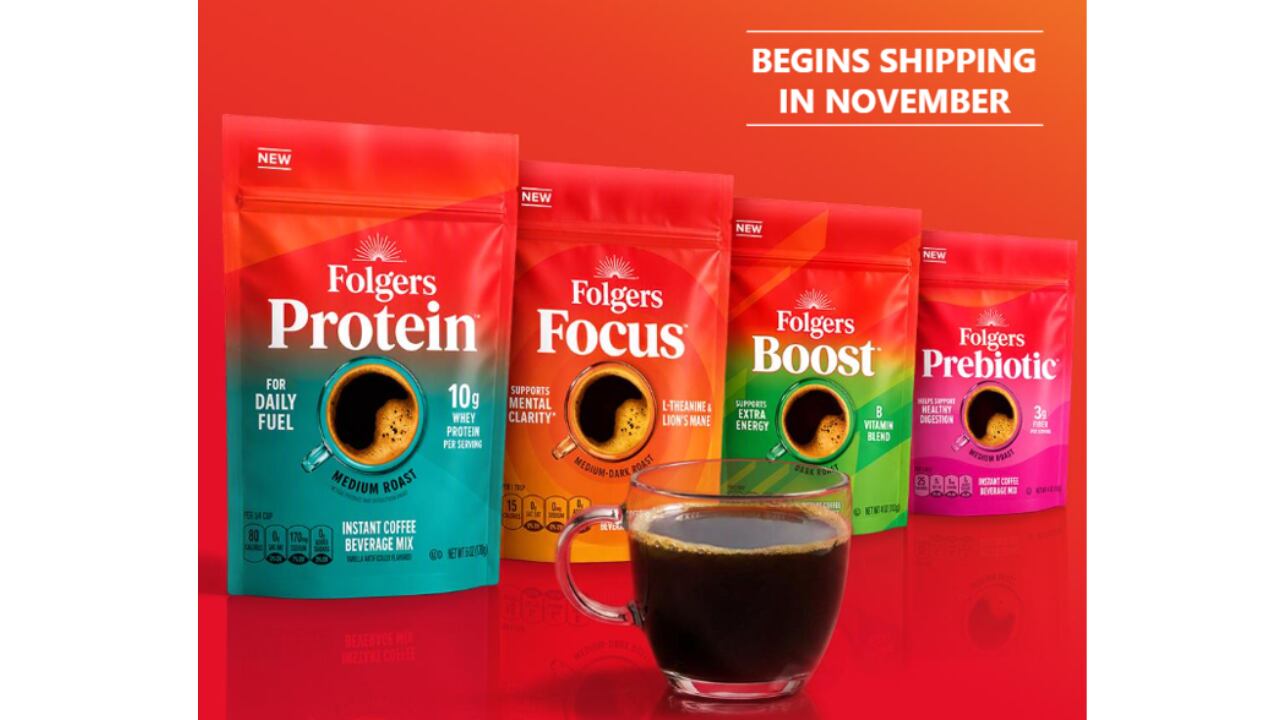 Folgers enters functional coffee with protein, prebiotic and focus blends