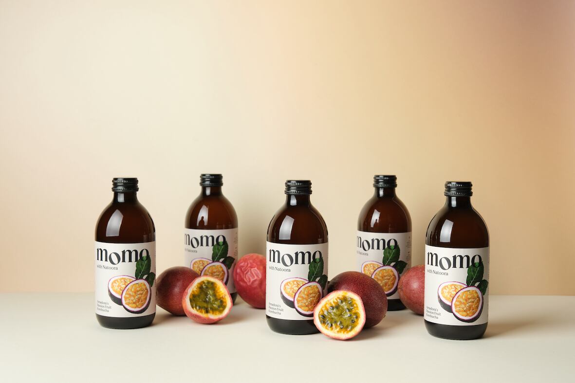 MOMO Kombucha collaboration release alongside fresh produce.