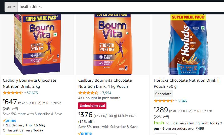 Indian regulator clamps down on e-commerce sites selling “health drinks”