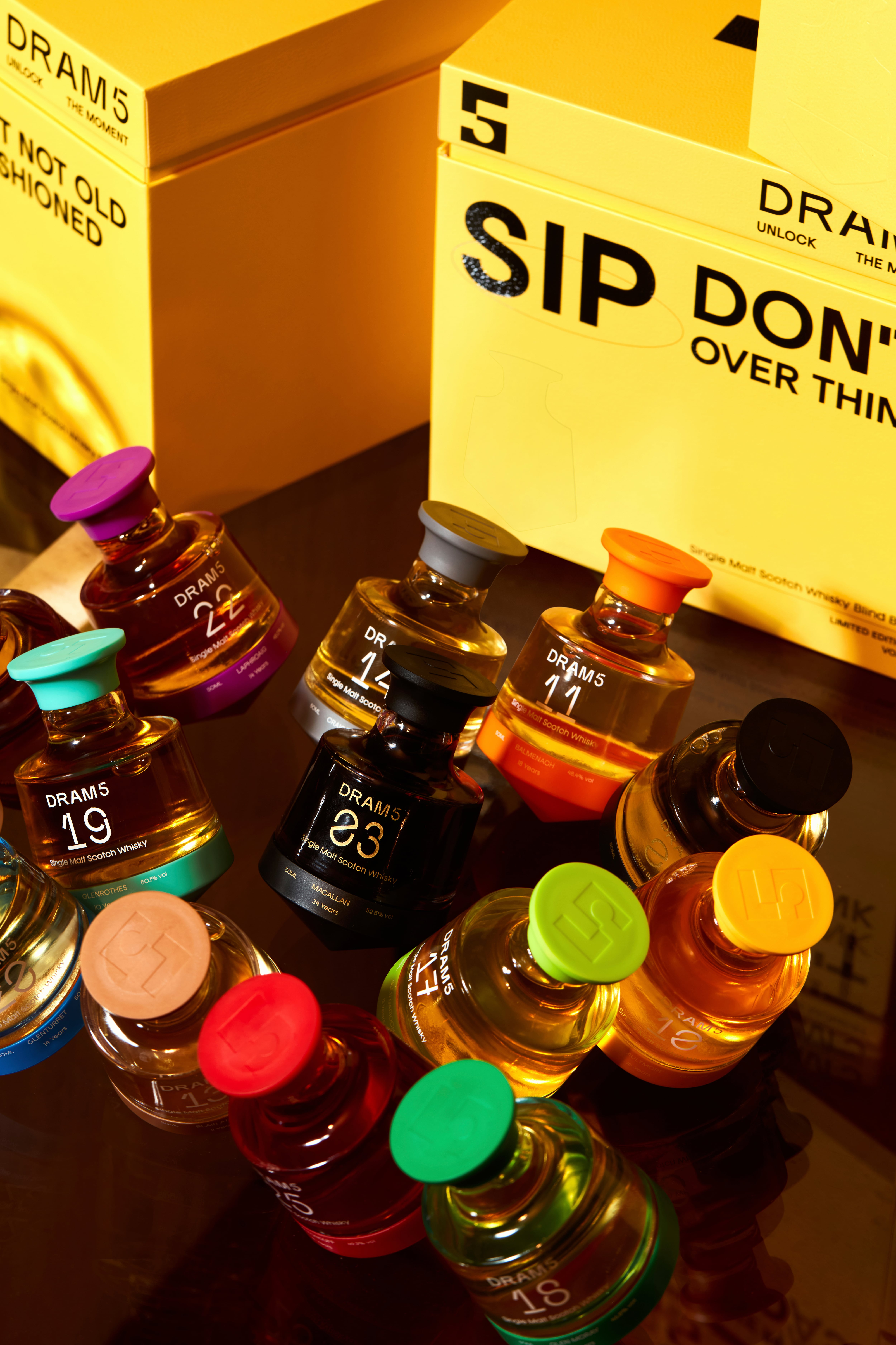 DRAM5 whisky discovery box packaging.