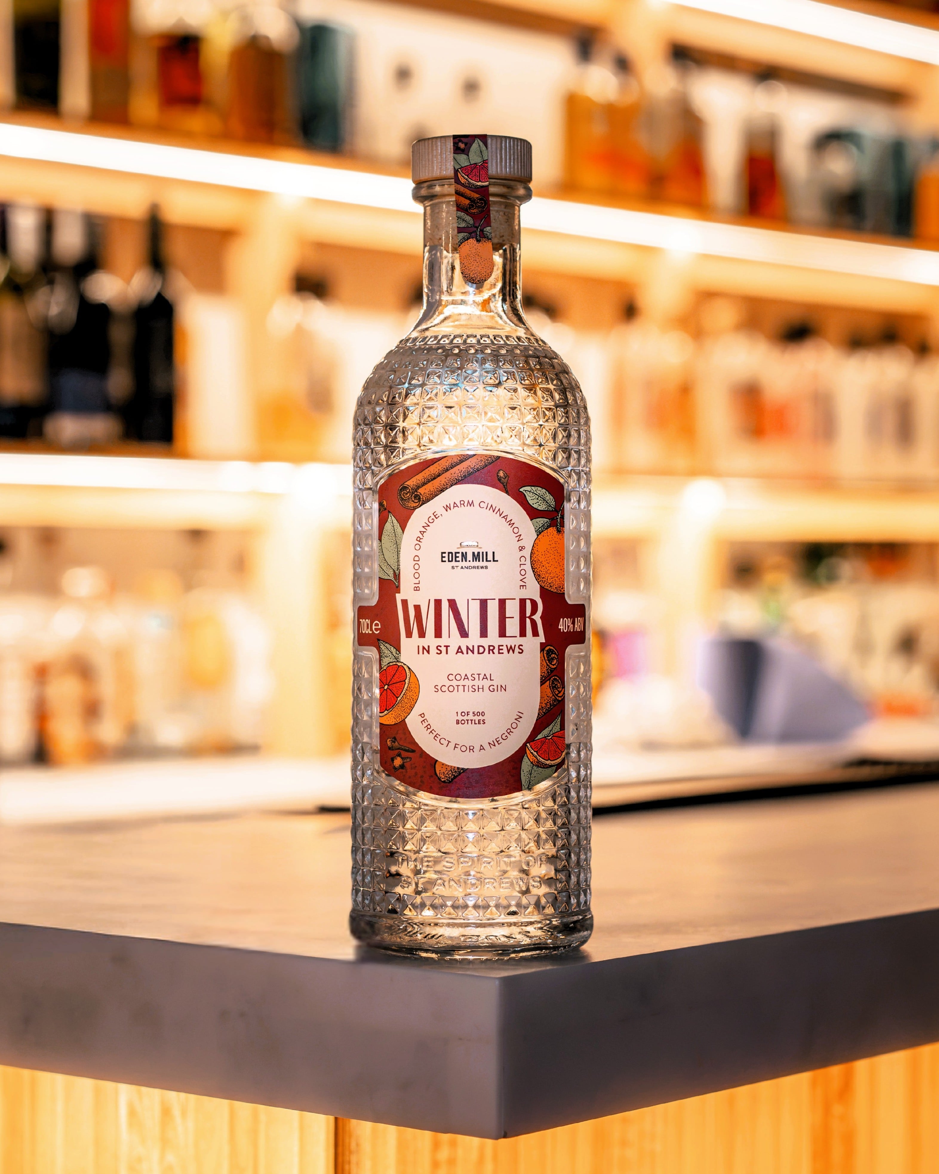 Bottle of Eden Mill Winter in St Andrews gin.