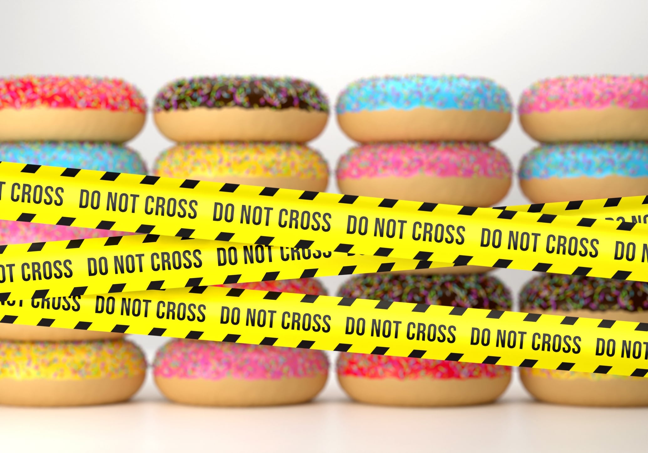 Do not cross tape in front of doughnuts