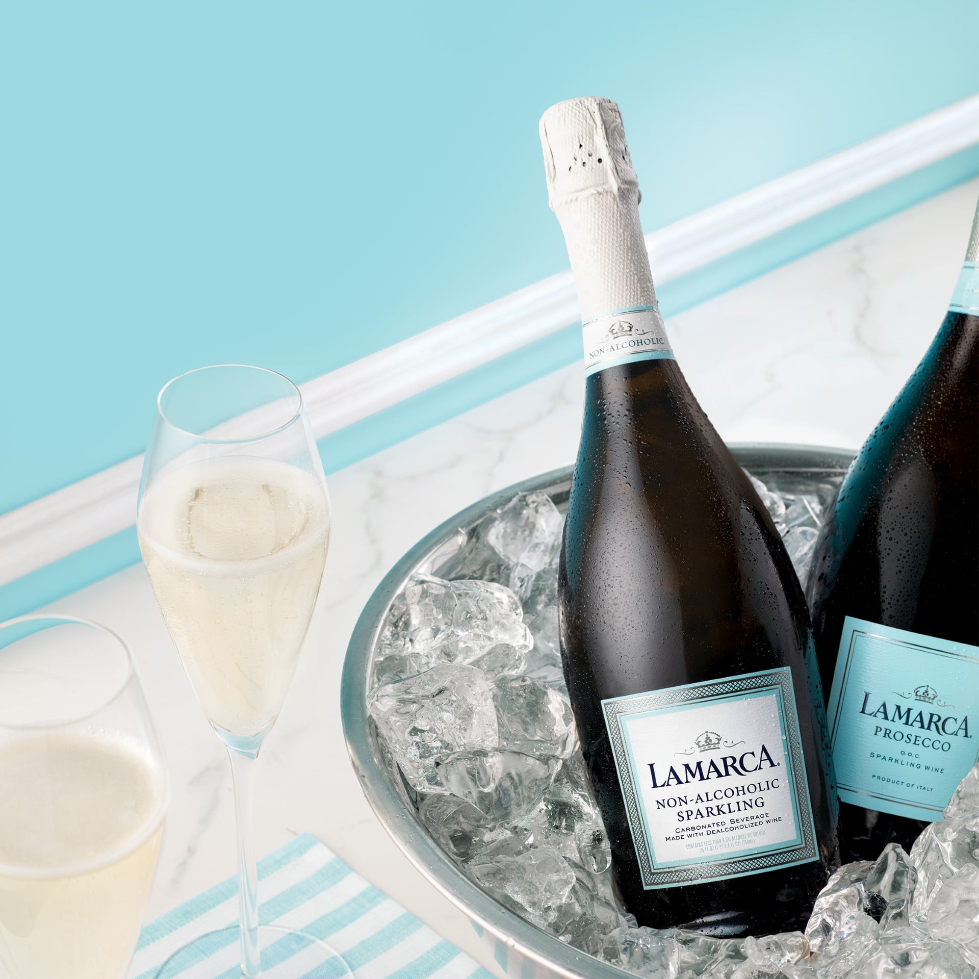 Bottle of La Marca Non-Alcoholic Sparkling.