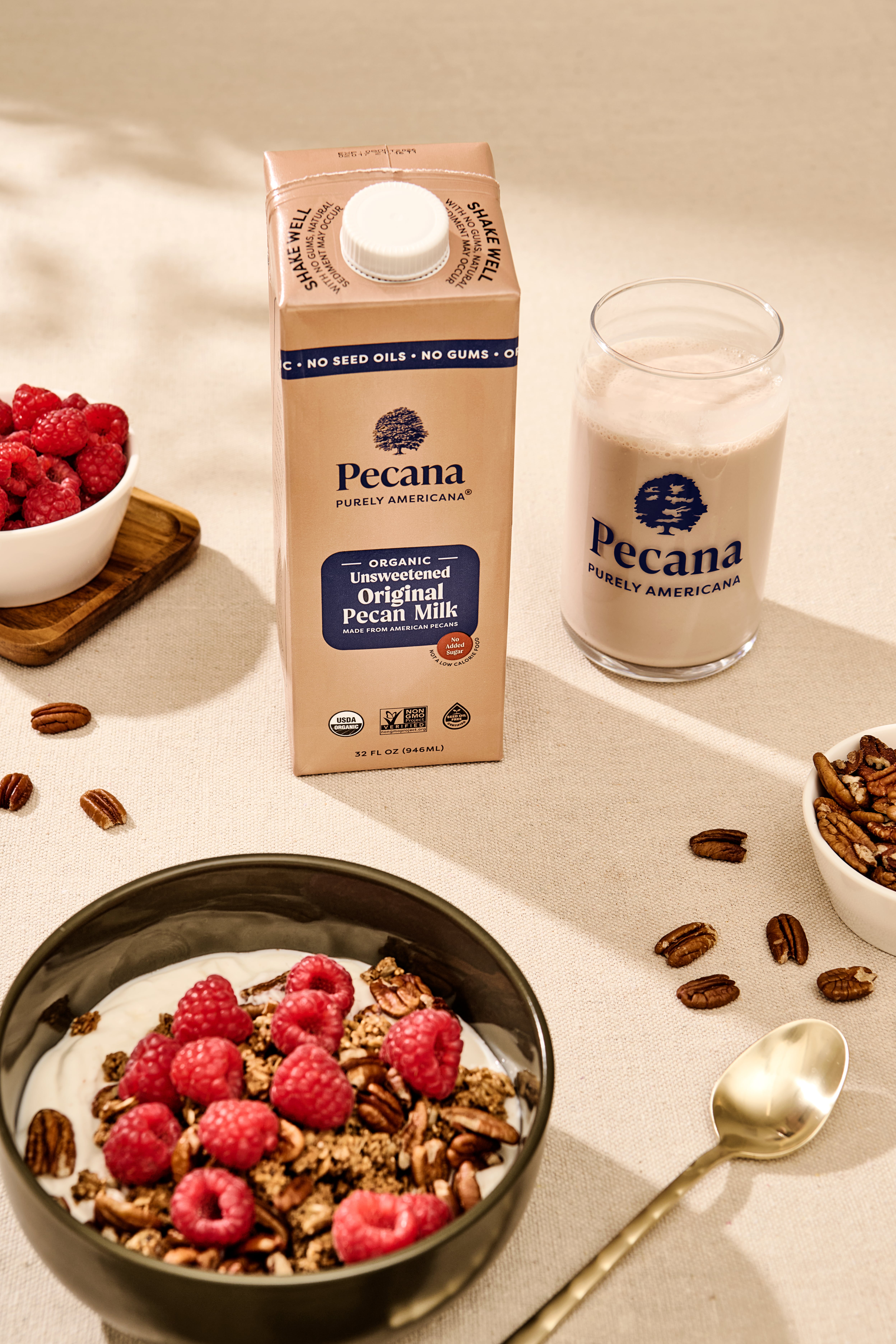 Pecana is deeply rooted in Texas and is made from pecans grown at a Texas farm in San Saba, a city known as the Pecan Capital of the World.