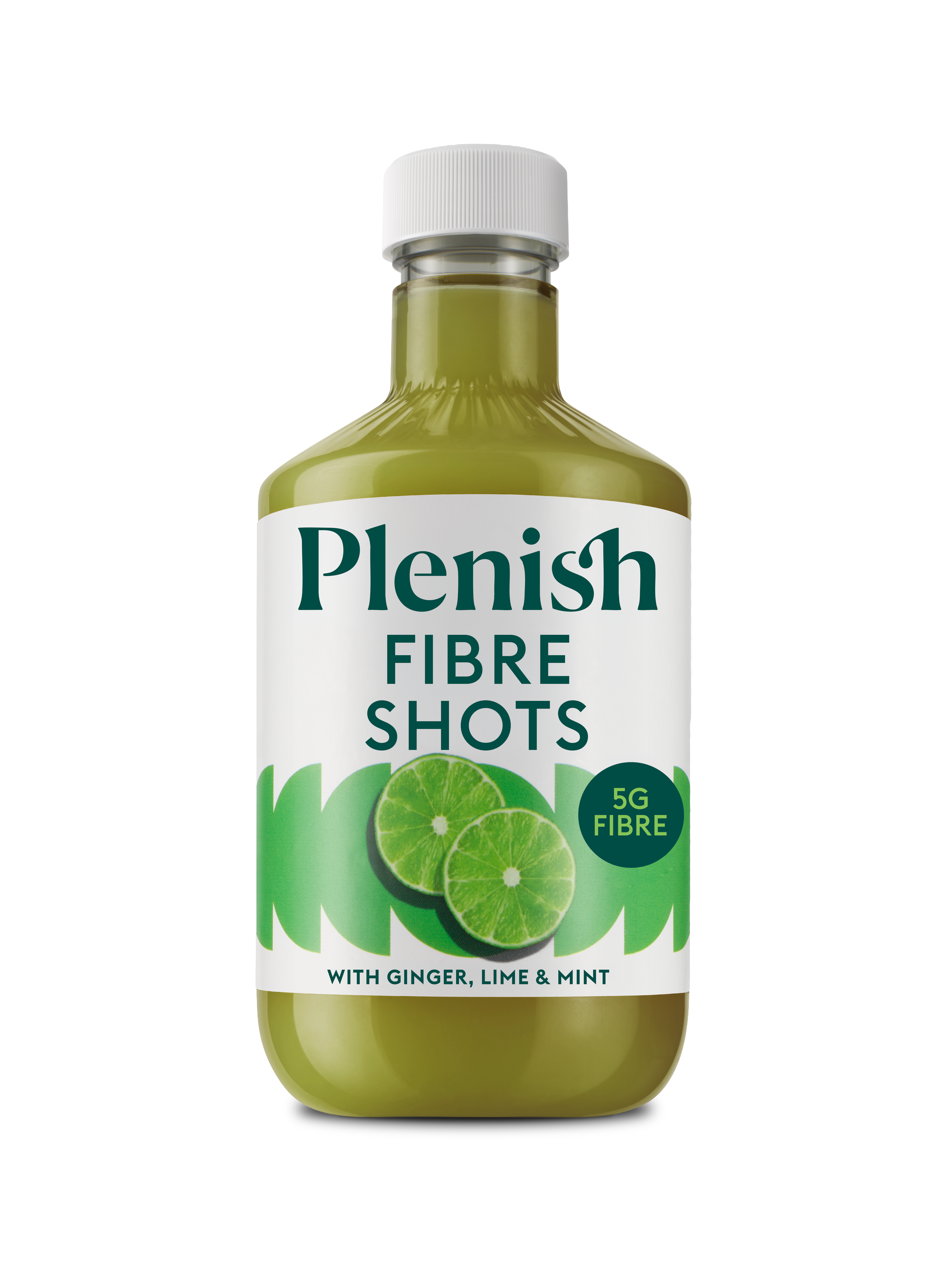 Plenish Fibre Shot and Ultra Turmeric dosing bottles and single shots.
