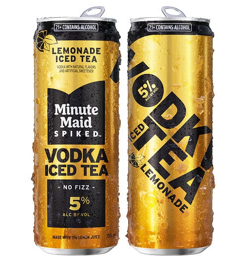 Can packaging for Minute Maid Spiked Vodka Lemonade Iced Tea.