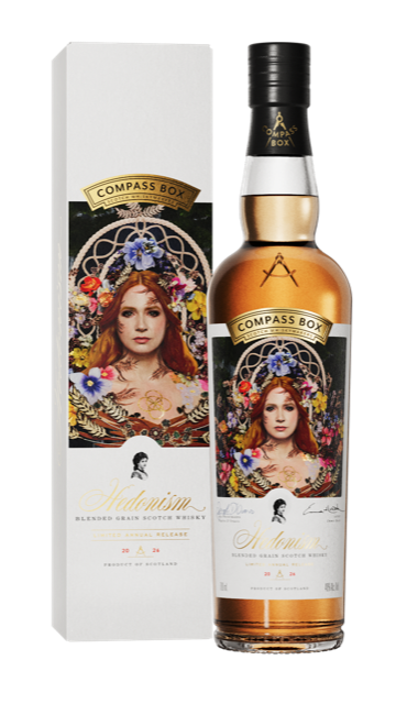 Hedonism 2026 bottle with illustrated label depicting Karen Gillan.
