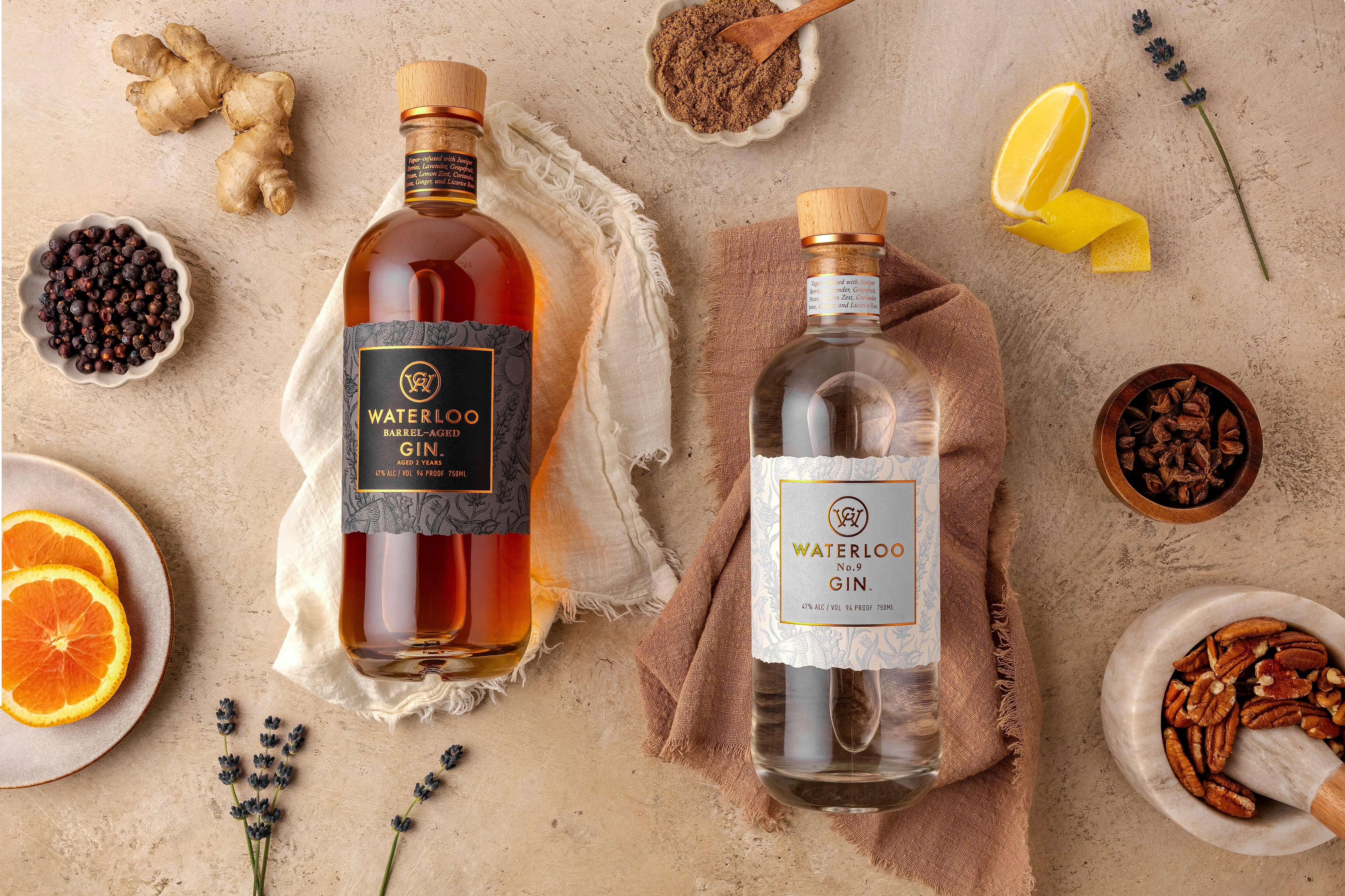 Waterloo No. 9 Gin and Waterloo Barrel-Aged Gin