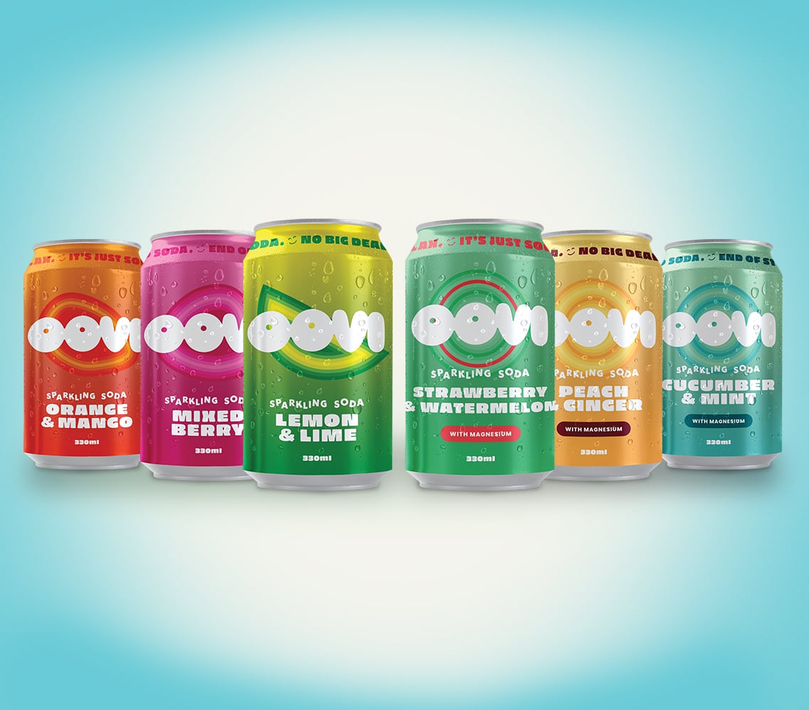 Range of Oovi functional soda drinks.