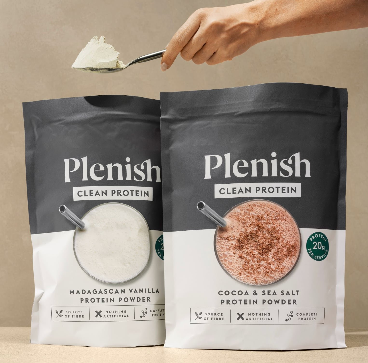 Plenish Clean Protein plant-based protein powder packaging