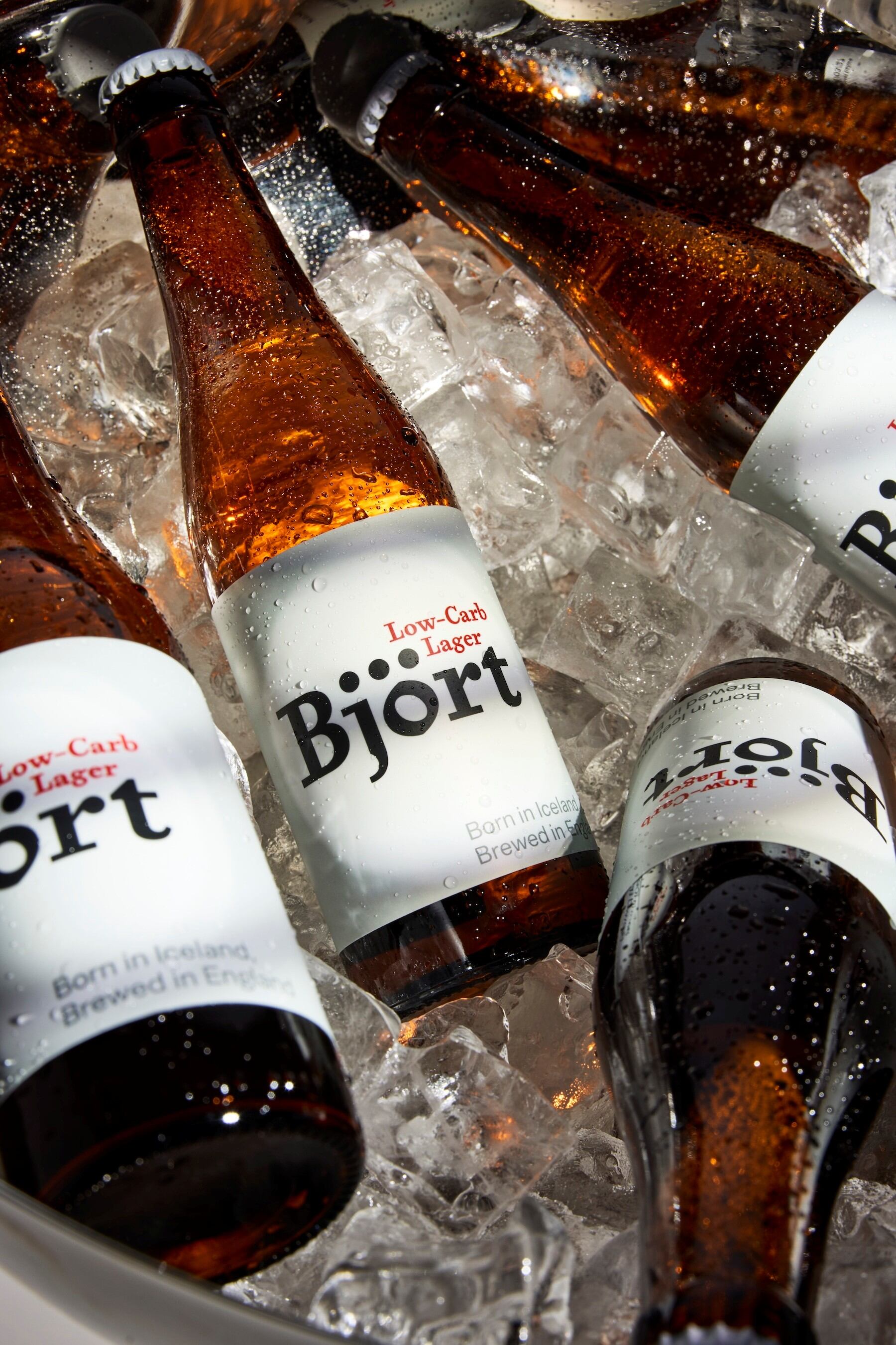 Bottle of Björt low-carb lager brewed in Sussex with minimal carbohydrates.