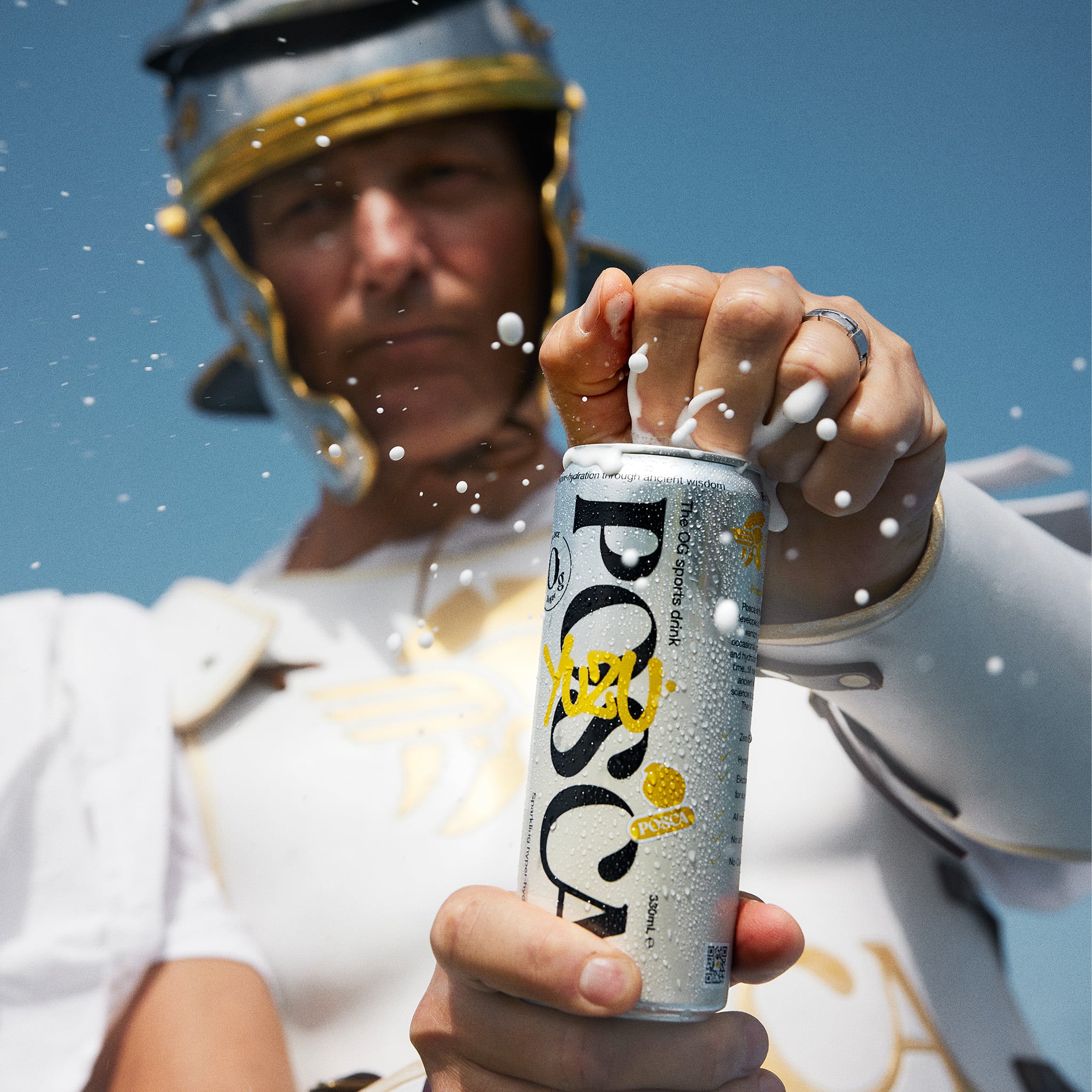 Can of Posca Hydrate with bold branding and vibrant design.