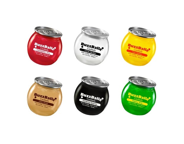 Lineup of BuzzBallz flavours