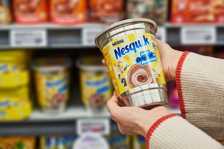 Nestlé moves Nesquik into reusable steel packaging in Germany: ‘We want to use less virgin plastic; this is a concrete solution’