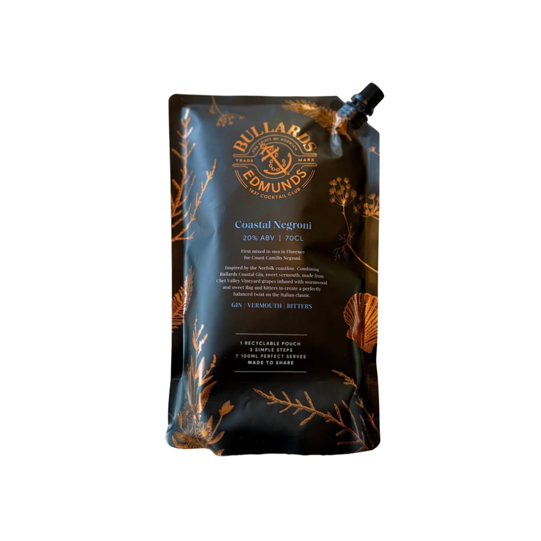 Bullards and Edmunds ready-to-serve cocktail pouches including Strawberry Clover Club, Nelson's Bloody Storm and Coastal Negroni.