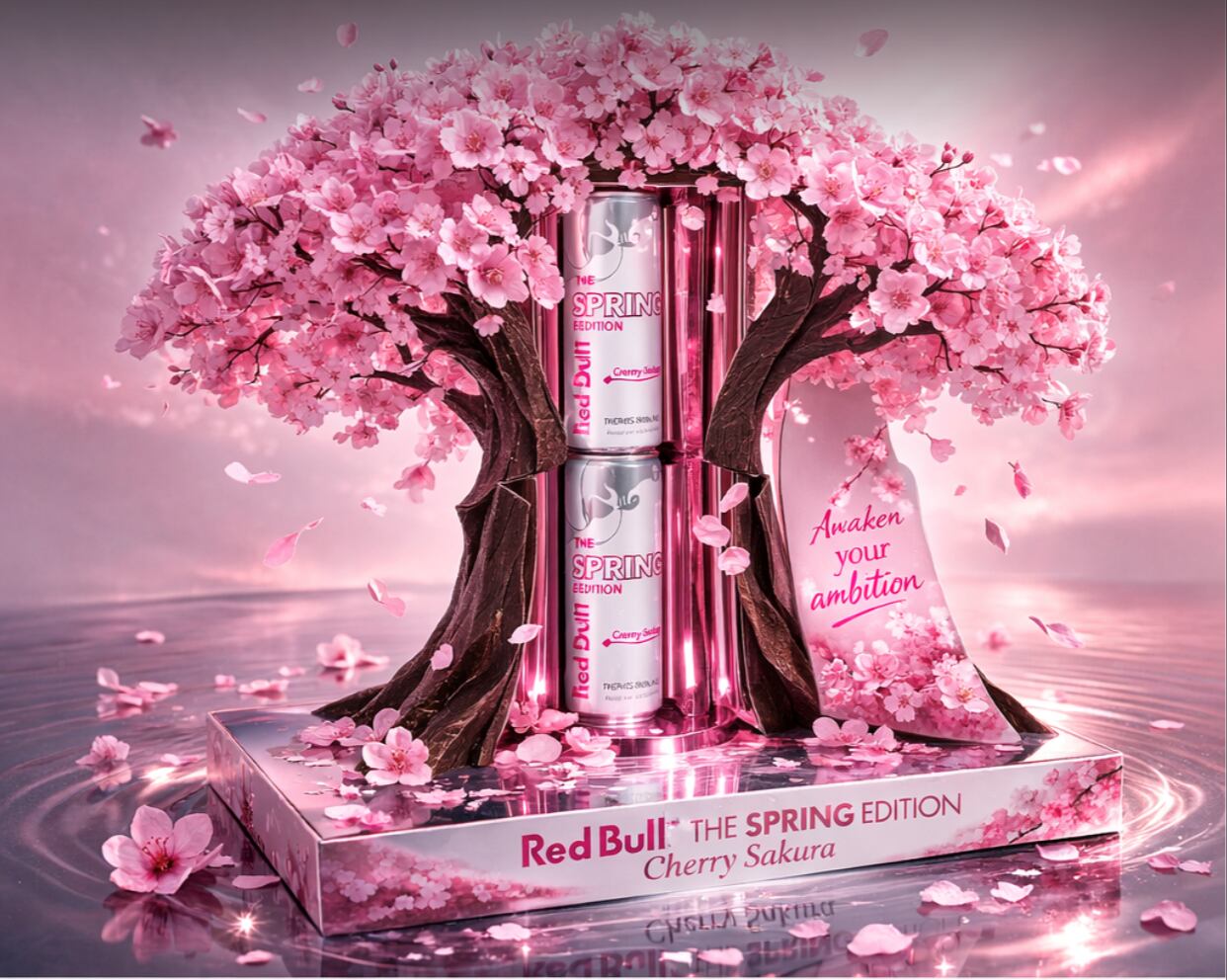 Red Bull Spring Edition Cherry Sakura can in the full-sugar format.