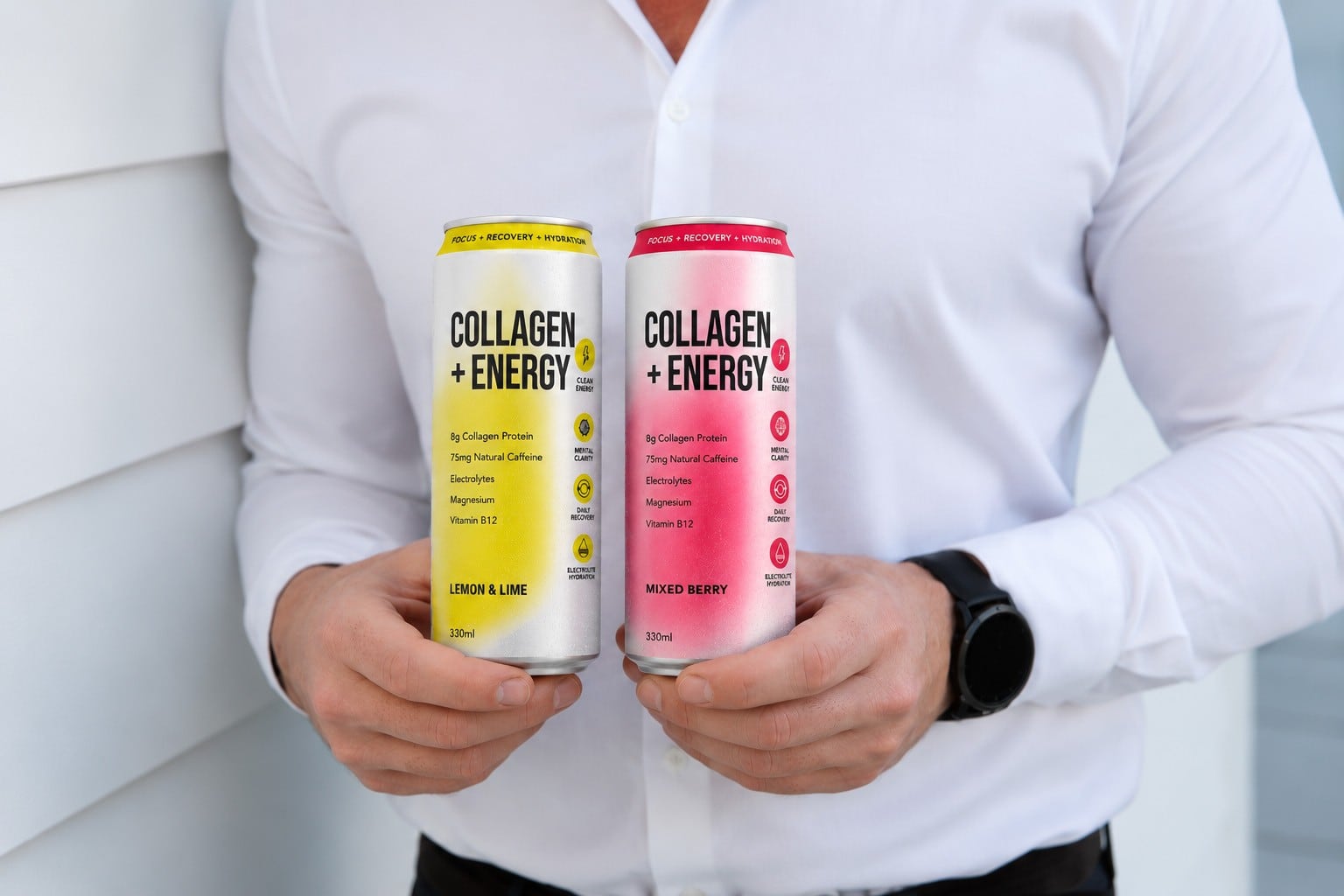 Vybey Collagen + Energy functional soft drink cans.