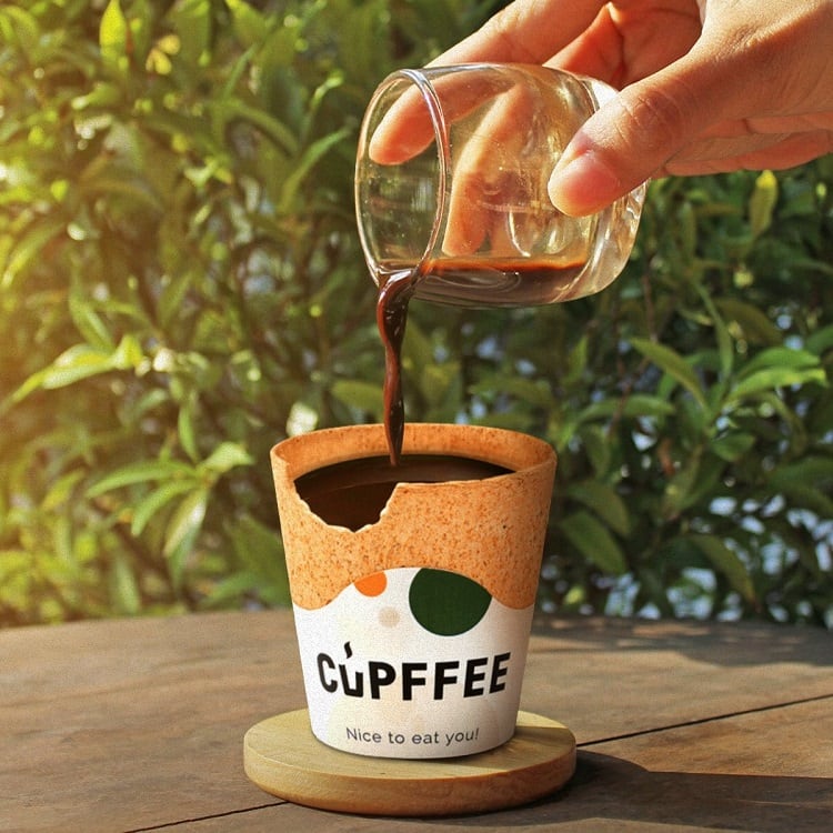 Edible coffee cup developed to take bite out of single-use plastic sales