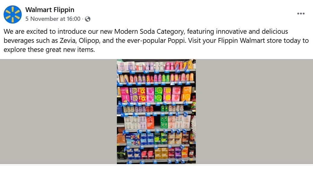 Walmart in Flippin, Arizona, debuts its Modern Soda shelf