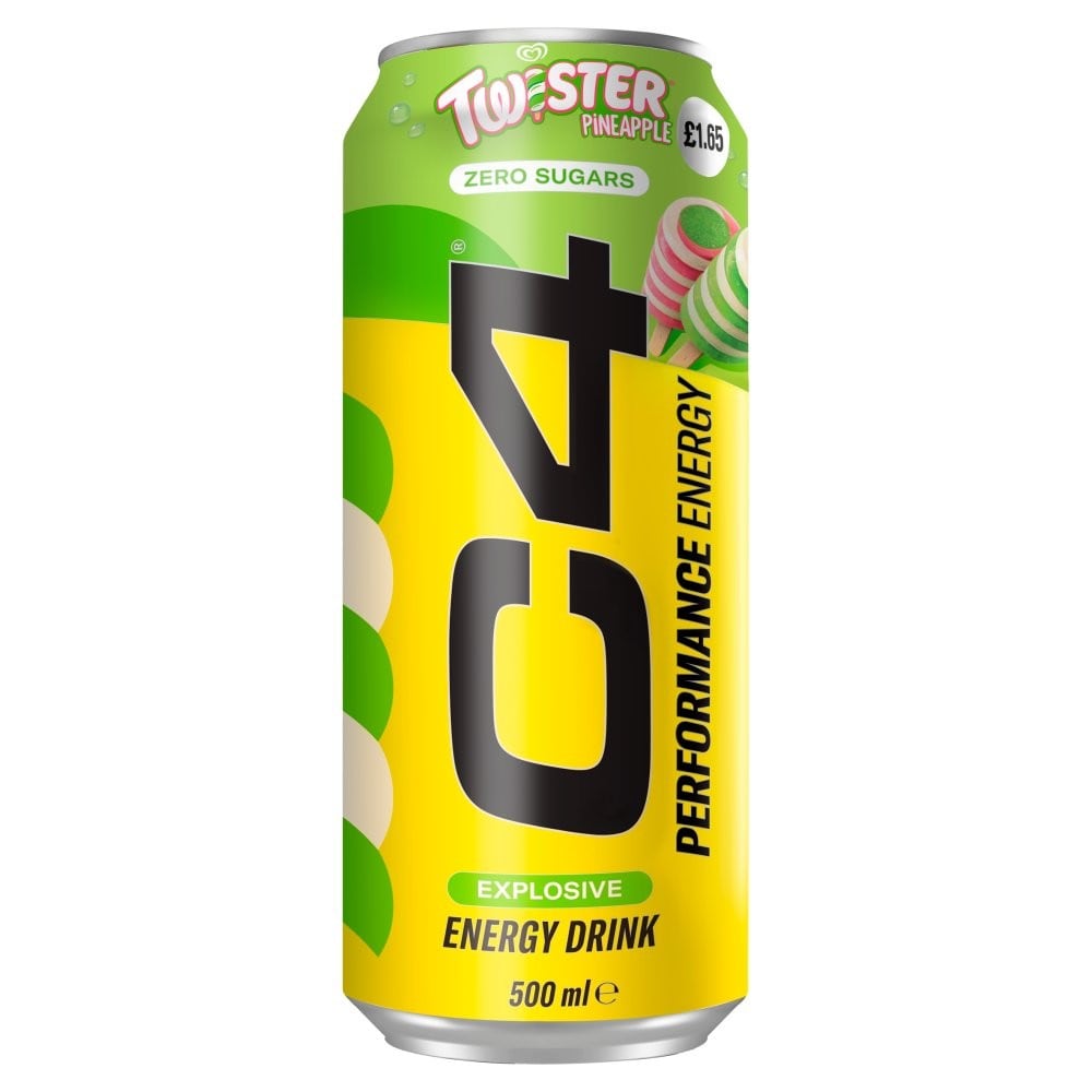 C4 x Twister Pineapple energy drink can.