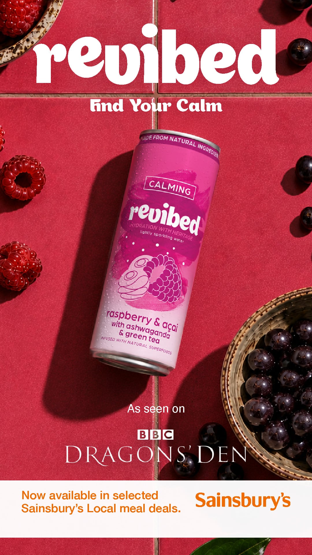 A can of Revibed functional sparkling water.