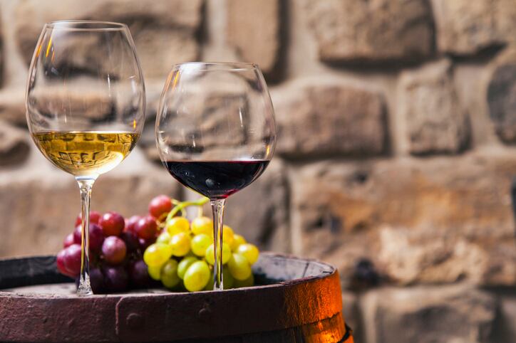 Red wine and white wine