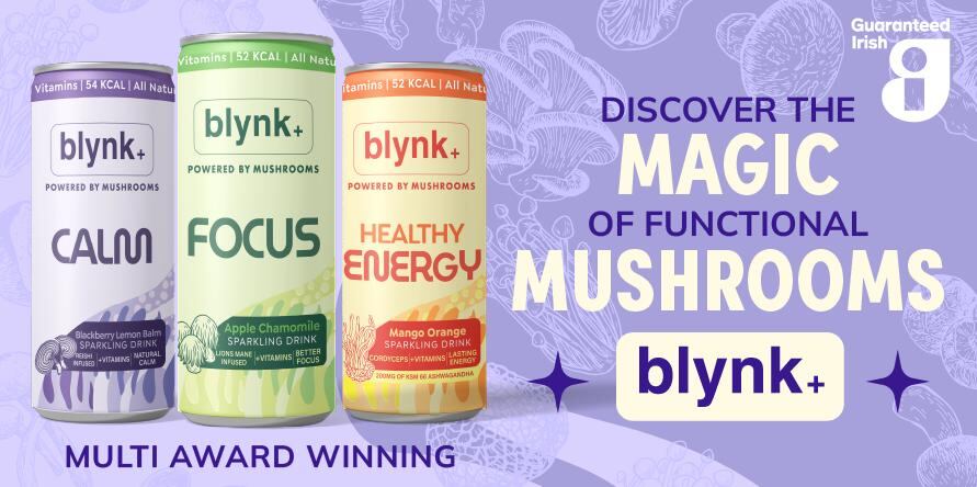 Blynk Drinks cans across Focus, Calm and Healthy Energy varieties.