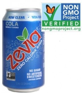 Zevia Cola and Non-GMO Logo