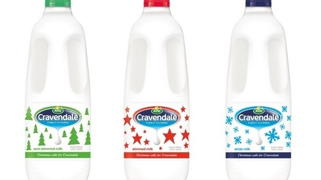 Cravendale has decorated its 1- and 2-L milk bottles for the holidays.
