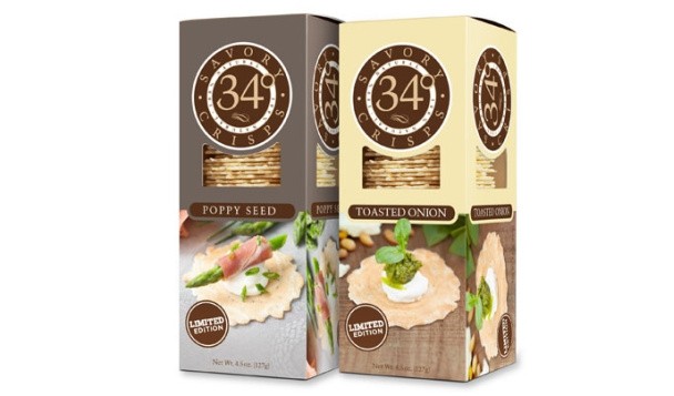Cheese, wine, and…. 34° Crisps unveils new Toasted Onion and Poppy Seed gourmet crackers