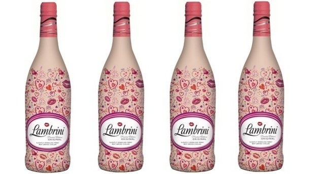 The decoration on these Lambrini bottles is striking enough that gifting requires no wrapping.