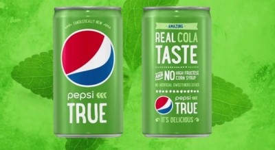 Pepsi True contains carbonated water, sugar, caramel color, phosphoric acid, natural flavor, caffeine, and purified stevia leaf extract and is available in 7.5oz cans, 10-oz cans & 12-oz glass bottles