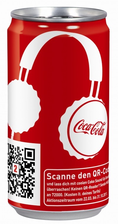 Coca-Cola's new beverage can is printed with a Quick Response (QR) code