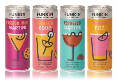 The Funkin Cocktails ready-to-drink cocktails in Nitro Cans. Photo: Ardagh. 