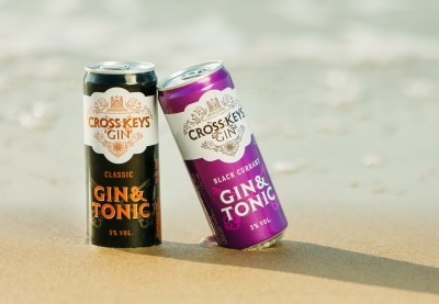 Premium gin brand Cross Keys launches RTD G&T cans. Pic: Amber Beverage Group.