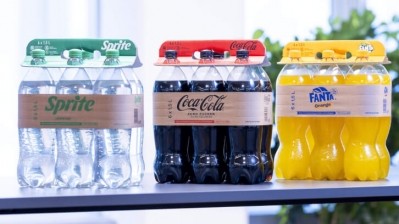 The secondary packaging will help Coca-Cola cut 200 tonnes of plastic shrink wrap. Pic: Coca-Cola 